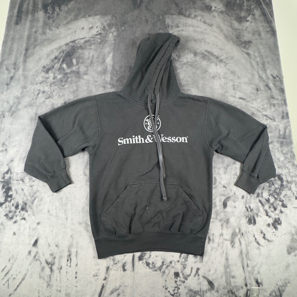 Smith & Wesson Hoodie Sweatshirt Mens Small Black Logo Graphic Pullover